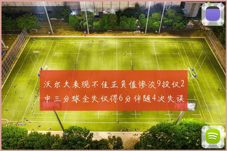 沃尔夫表现不佳正负值惨淡9投仅2中三分球全失仅得6分伴随4次失误
